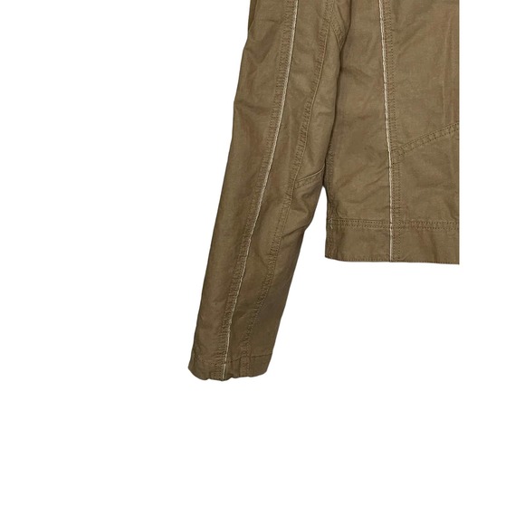 Diesel Women Jacket Moto Racer Biker Full Zipper Pocket Snap Collar Tan Large - Picture 3 of 7
